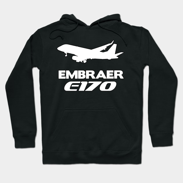 Embraer E170 Silhouette Print (White) Hoodie by TheArtofFlying
